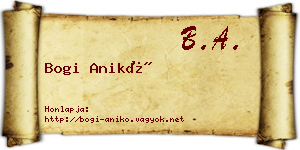 Bogi Anikó névjegykártya