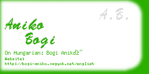 aniko bogi business card